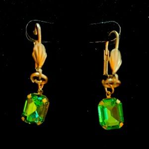 Green with envy dangle earring gold clasp.